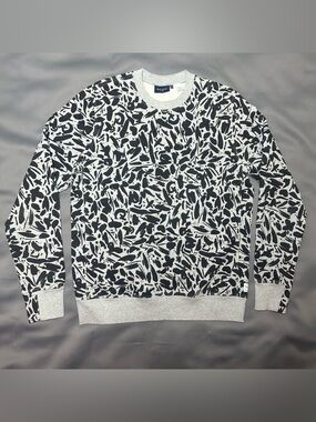 Paul Smith Men's Abstract Brushstroke Black & White Patterned Crewneck Sweatshir